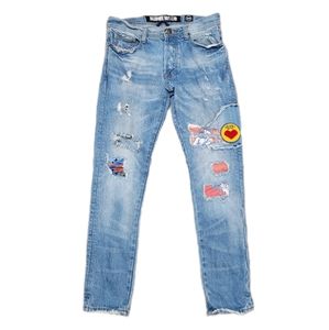 Billionaire Boys Club Heart Mind Patched Destressed Jeans